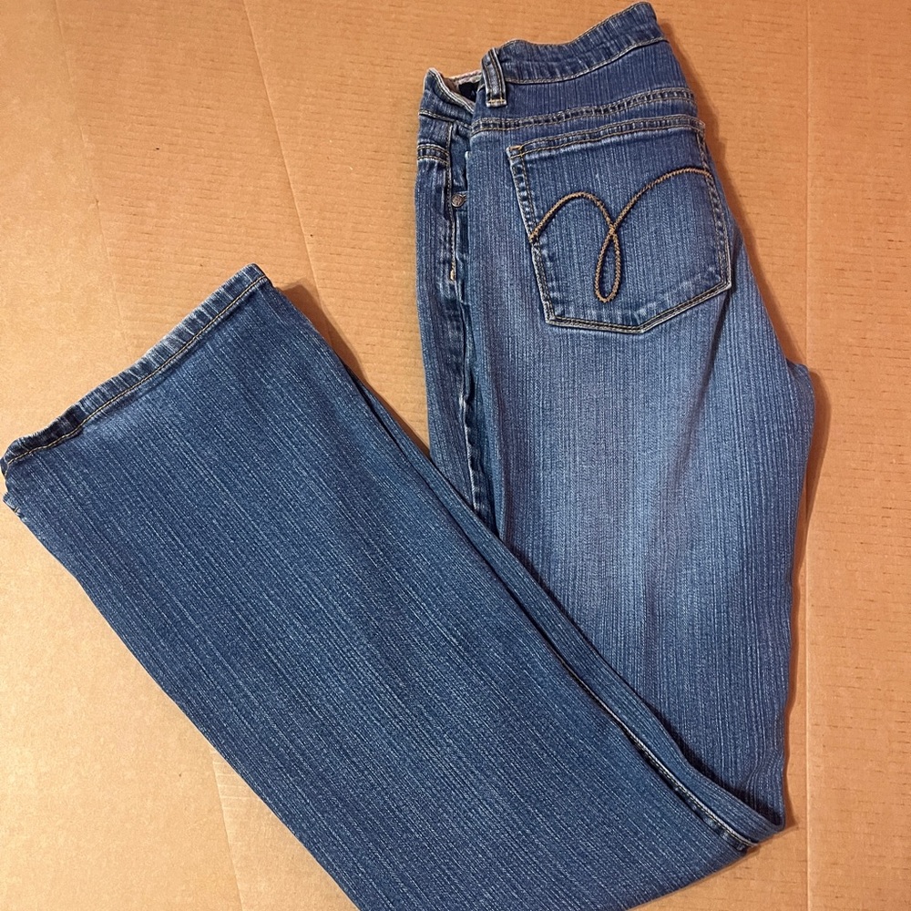 L.E.I. Ashley Mid Rise Boot Cut Stretch Blue Denim Jeans Size 4L